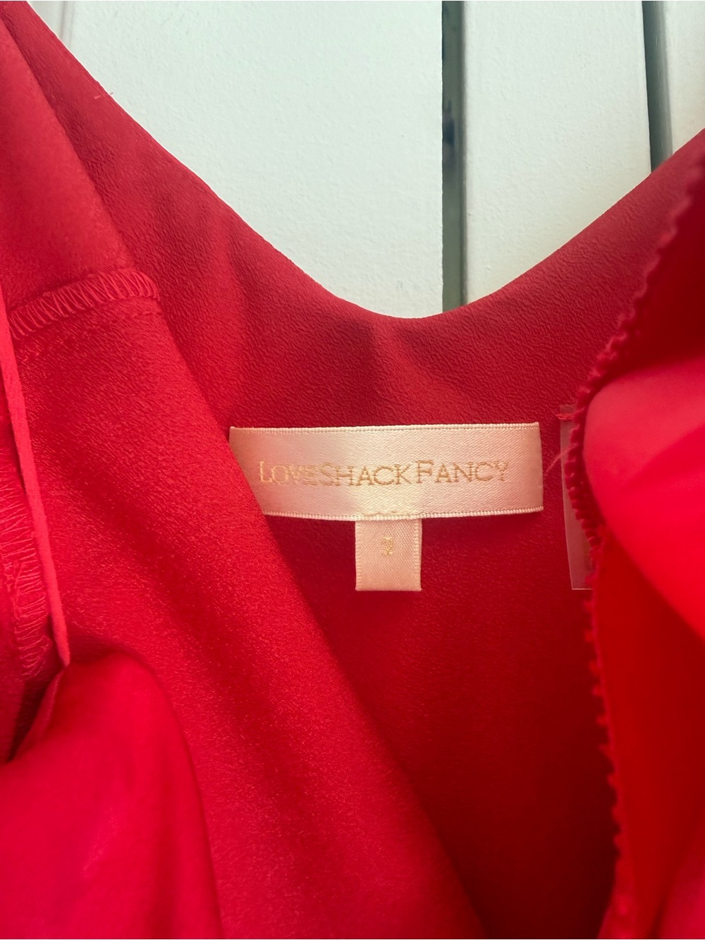 LoveShackFancy Red Ruffle Mini Dress - Picture 4 of 5